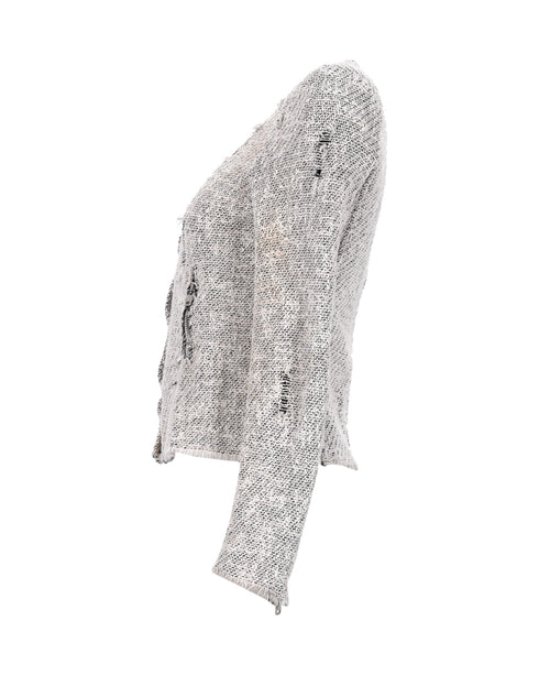 Women's IRO Distressed Jacket in Grey Cotton