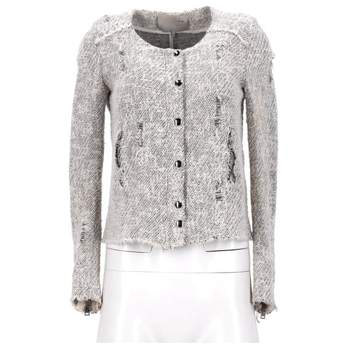 Women's IRO Distressed Jacket in Grey Cotton