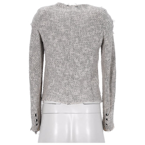 Women's IRO Distressed Jacket in Grey Cotton