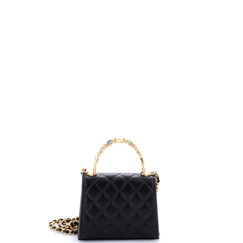 Coco Enamel Top Handle Flap Bag Quilted Lambskin Mini
