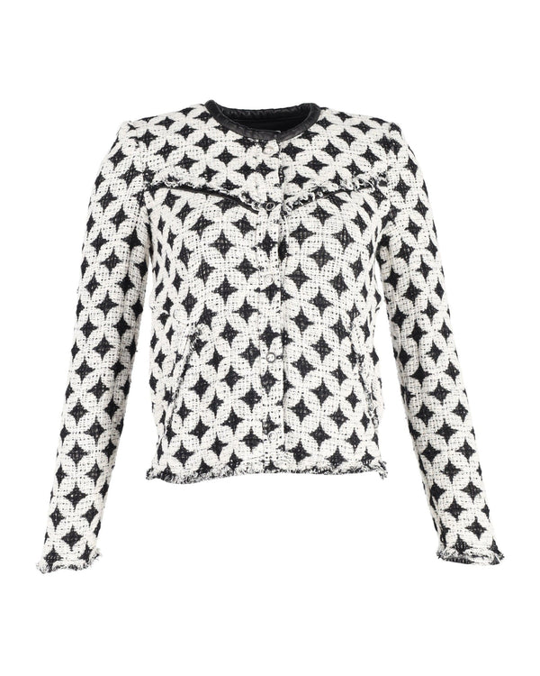 Women's IRO Printed Evening Jacket in Black and White Wool