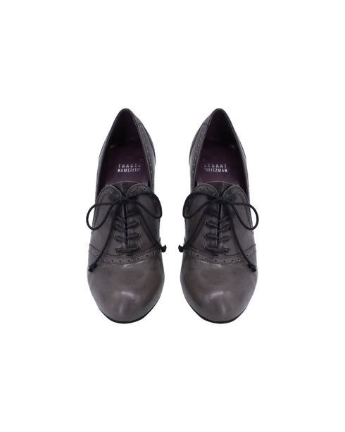 Women's Stuart Weitzman Lace-Up Wingtip Pumps in Grey Leather