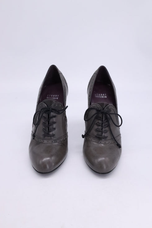 Women's Stuart Weitzman Lace-Up Wingtip Pumps in Grey Leather
