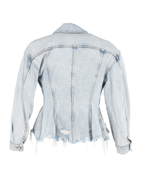 Women's Alexander Wang Sculpted Denim Jacket in Light Blue Cotton