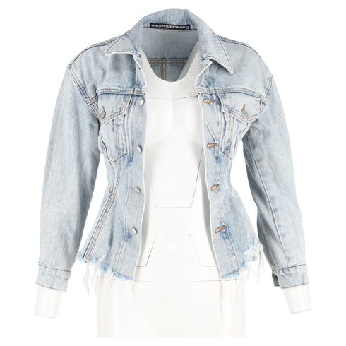 Women's Alexander Wang Sculpted Denim Jacket in Light Blue Cotton