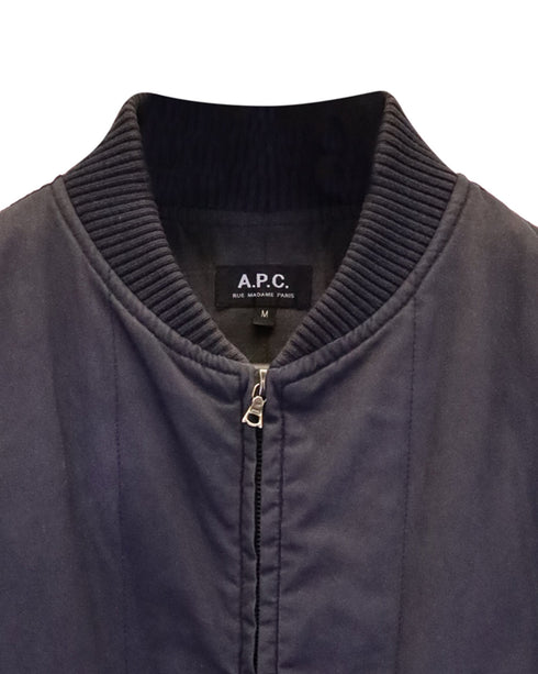 Men's A.P.C. Theo Bomber Jacket in Black Nylon Canvas