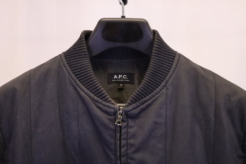 Men's A.P.C. Theo Bomber Jacket in Black Nylon Canvas