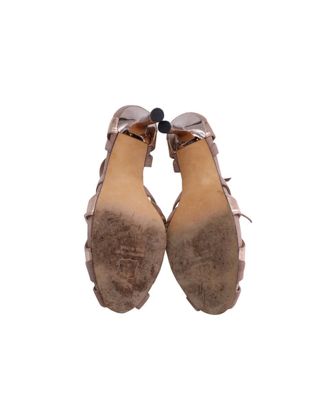 Women's Stuart Weitzman Strappy Sandals in Beige Suede and Leather