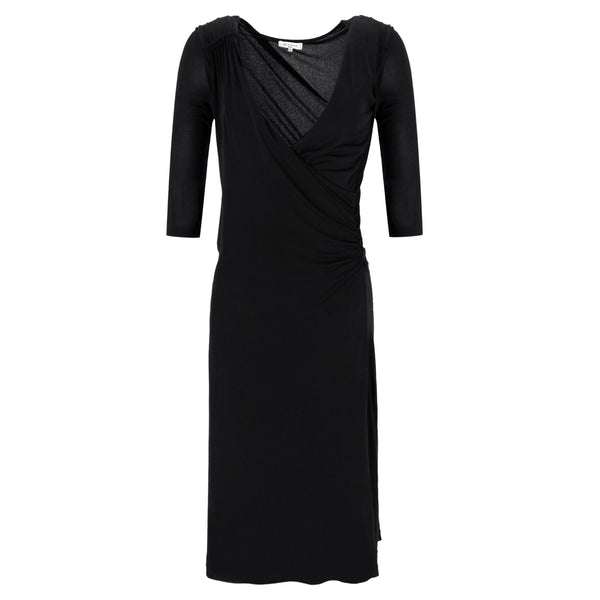 Women's Etro Faux Wrap Ruched Dress in Black Viscose