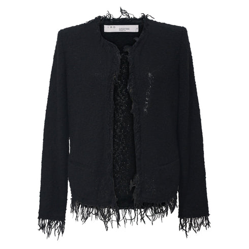 Women's IRO Shivani Frayed Jacket in Black Wool