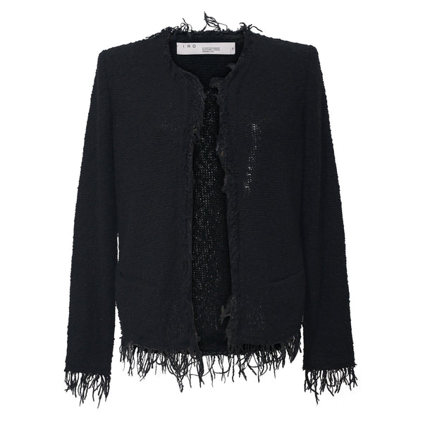Women's IRO Shivani Frayed Jacket in Black Wool