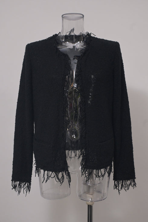 Women's IRO Shivani Frayed Jacket in Black Wool