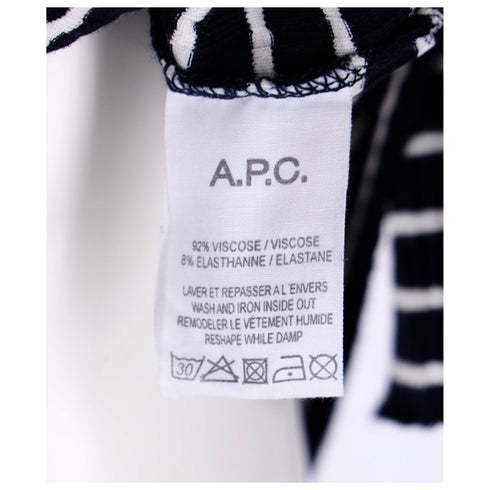 Women's A.P.C. Striped Mini Dress in Navy Blue Viscose