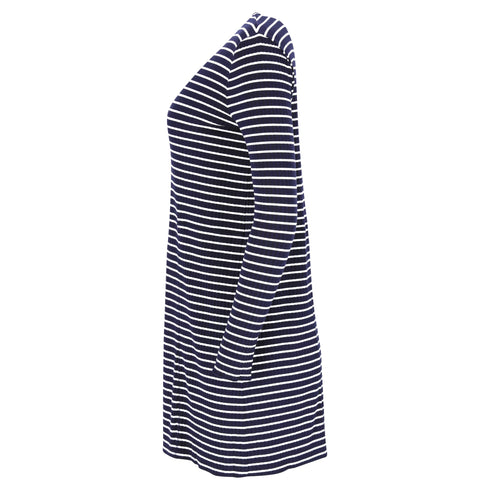 Women's A.P.C. Striped Mini Dress in Navy Blue Viscose
