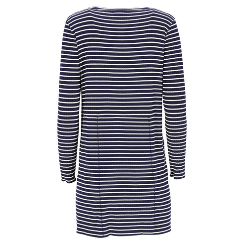 Women's A.P.C. Striped Mini Dress in Navy Blue Viscose
