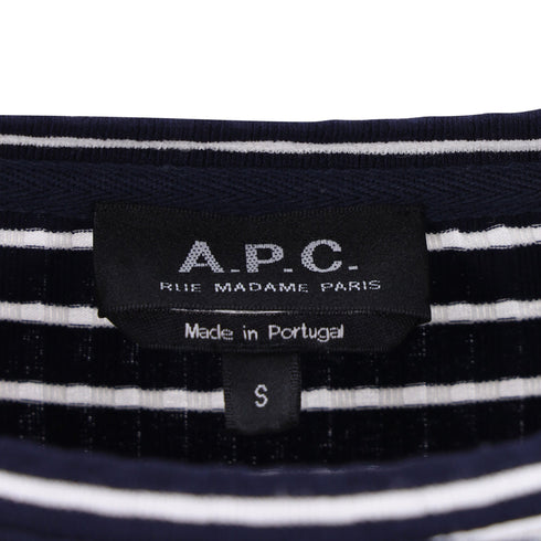 Women's A.P.C. Striped Mini Dress in Navy Blue Viscose