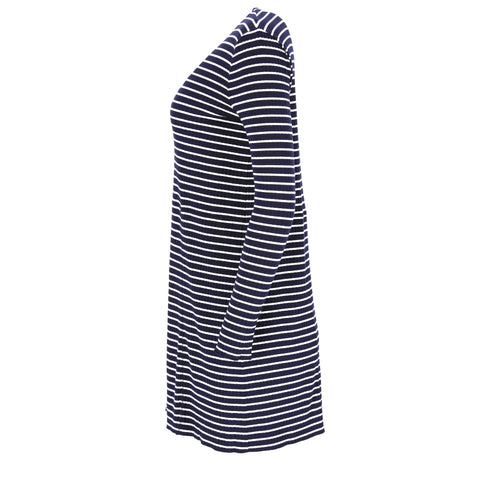 Women's A.P.C. Striped Mini Dress in Navy Blue Viscose