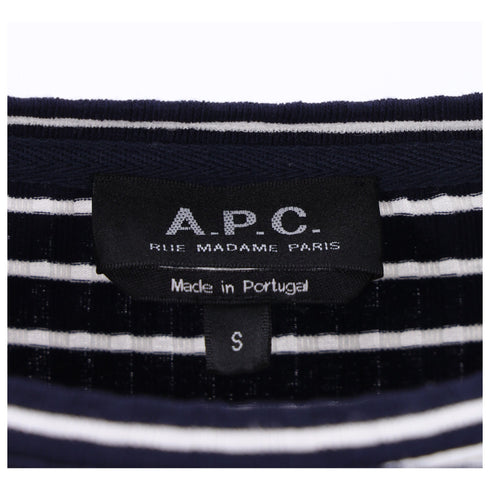 Women's A.P.C. Striped Mini Dress in Navy Blue Viscose