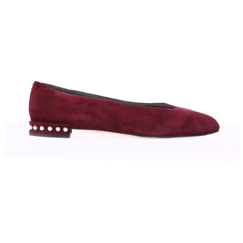 Women's Stuart Weitzman Pear-Embellished Flats in Red Suede