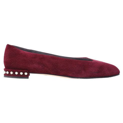 Women's Stuart Weitzman Pear-Embellished Flats in Red Suede