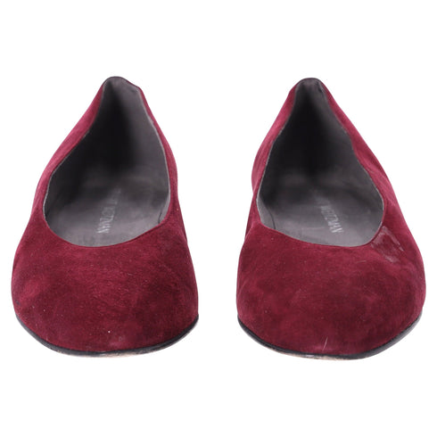 Women's Stuart Weitzman Pear-Embellished Flats in Red Suede