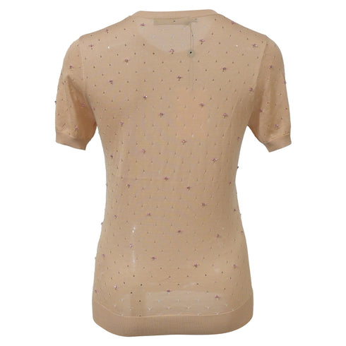Women's Dsquared2 Bead-Embellished Top in Nude Cotton
