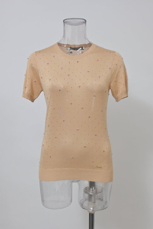 Women's Dsquared2 Bead-Embellished Top in Nude Cotton