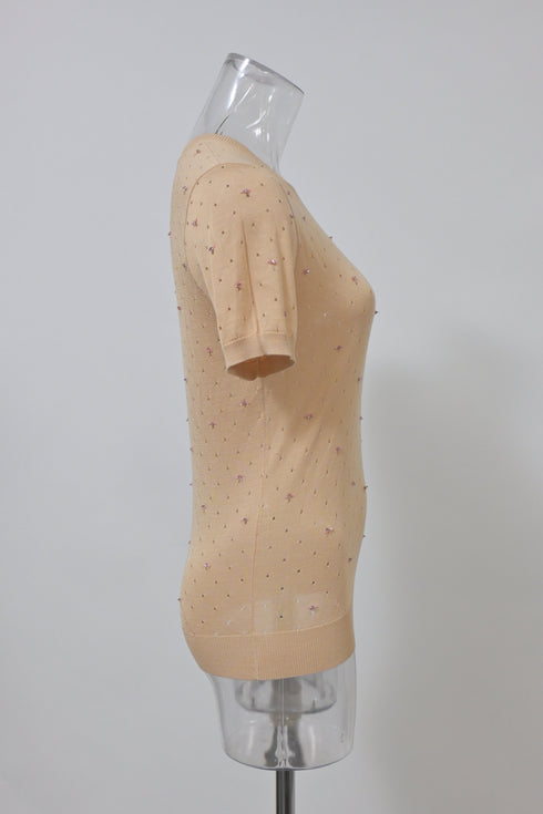 Women's Dsquared2 Bead-Embellished Top in Nude Cotton