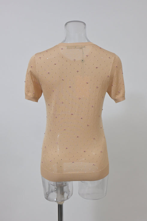 Women's Dsquared2 Bead-Embellished Top in Nude Cotton