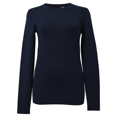 Women's Joseph Round Neck Stretch Top in Navy Blue Wool