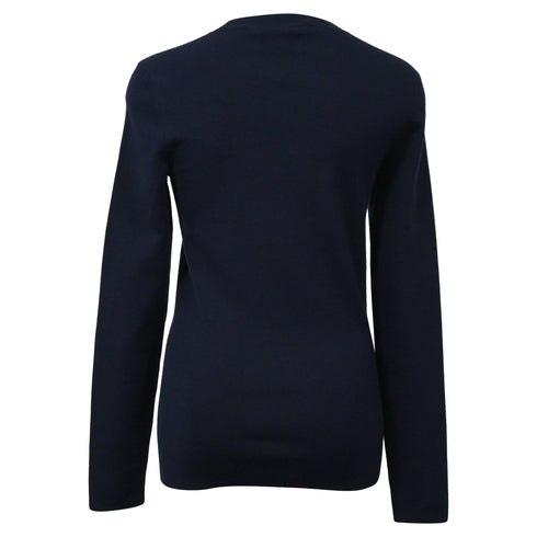 Women's Joseph Round Neck Stretch Top in Navy Blue Wool