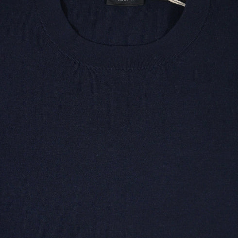 Women's Joseph Round Neck Stretch Top in Navy Blue Wool