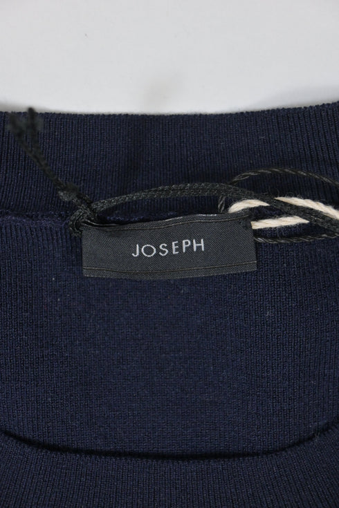 Women's Joseph Round Neck Stretch Top in Navy Blue Wool
