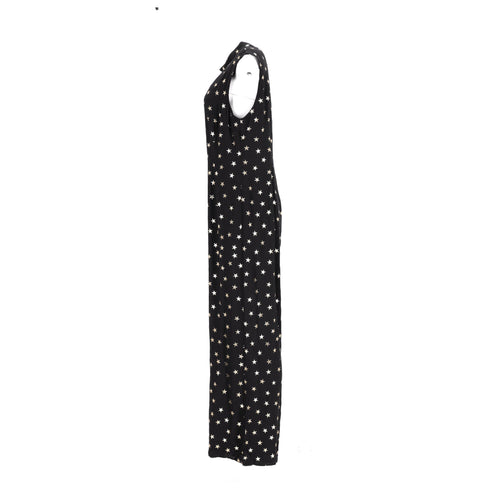 Women's Rixo Star-print Reverse-collar Jumpsuit in Black Viscose
