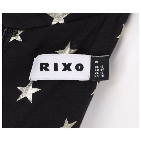Women's Rixo Star-print Reverse-collar Jumpsuit in Black Viscose