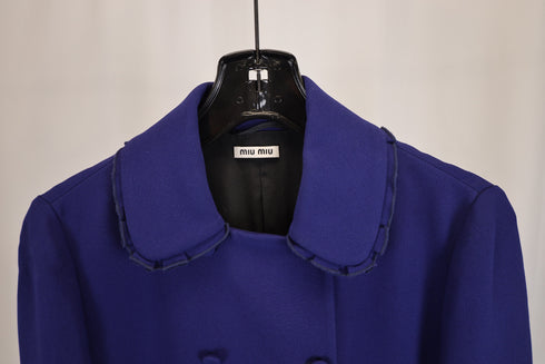 Women's Miu Miu Double-Breasted Evening Jacket in Blue Wool