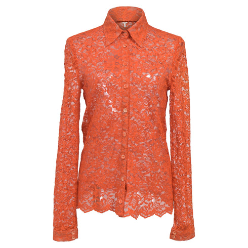 Women's Erdem Cecilia Lace Shirt in Orange Polyamide