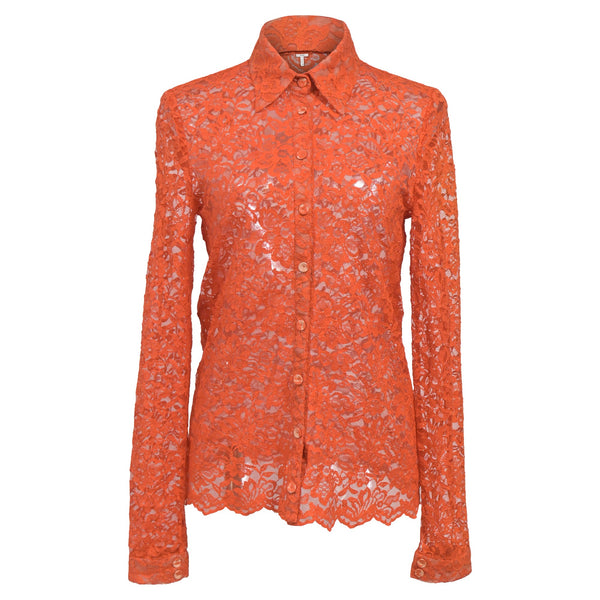 Women's Erdem Cecilia Lace Shirt in Orange Polyamide