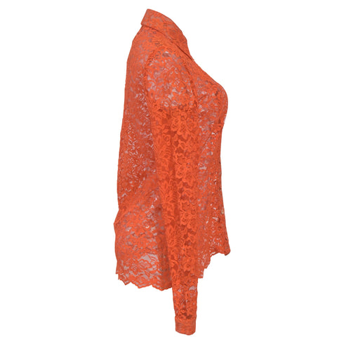 Women's Erdem Cecilia Lace Shirt in Orange Polyamide