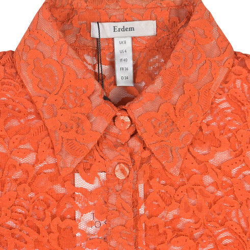 Women's Erdem Cecilia Lace Shirt in Orange Polyamide
