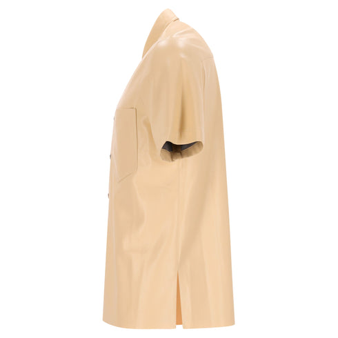 Men's Nanushka Osmo Shirt in Beige Faux Leather