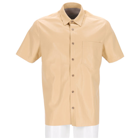 Men's Nanushka Osmo Shirt in Beige Faux Leather