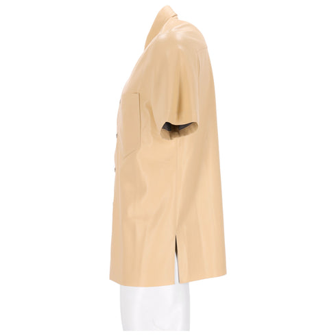 Men's Nanushka Osmo Shirt in Beige Faux Leather