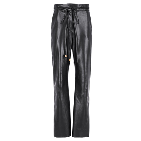 Men's Nanushka High-Rised Wide Leg Pants in Black Faux Leather