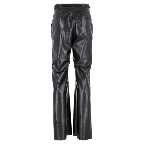 Men's Nanushka High-Rised Wide Leg Pants in Black Faux Leather