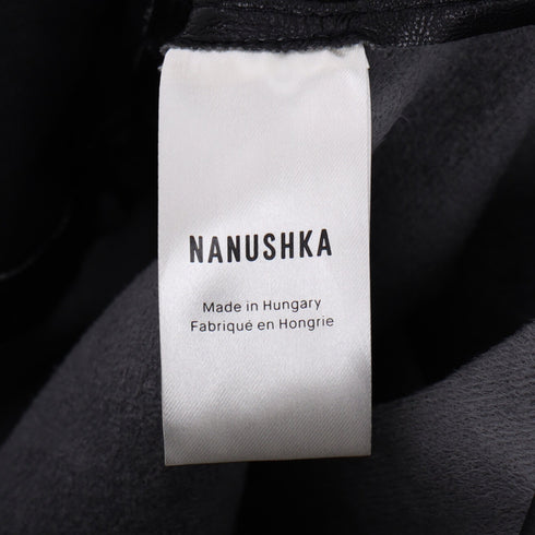 Men's Nanushka High-Rised Wide Leg Pants in Black Faux Leather