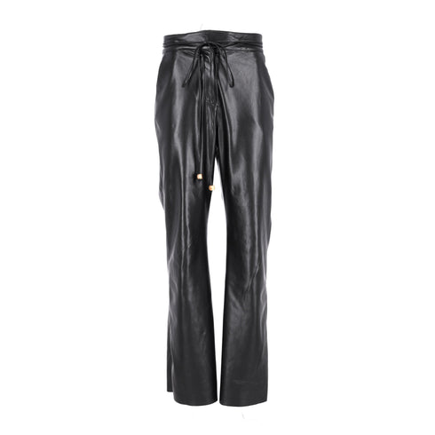 Men's Nanushka High-Rised Wide Leg Pants in Black Faux Leather