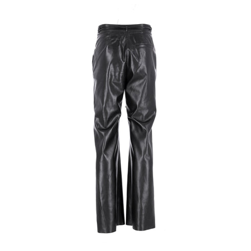 Men's Nanushka High-Rised Wide Leg Pants in Black Faux Leather
