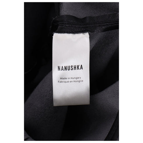 Men's Nanushka High-Rised Wide Leg Pants in Black Faux Leather