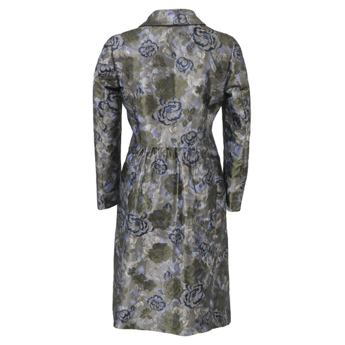 Women's Etro Floral Jacquard Long Coat in Multicolor Polyester